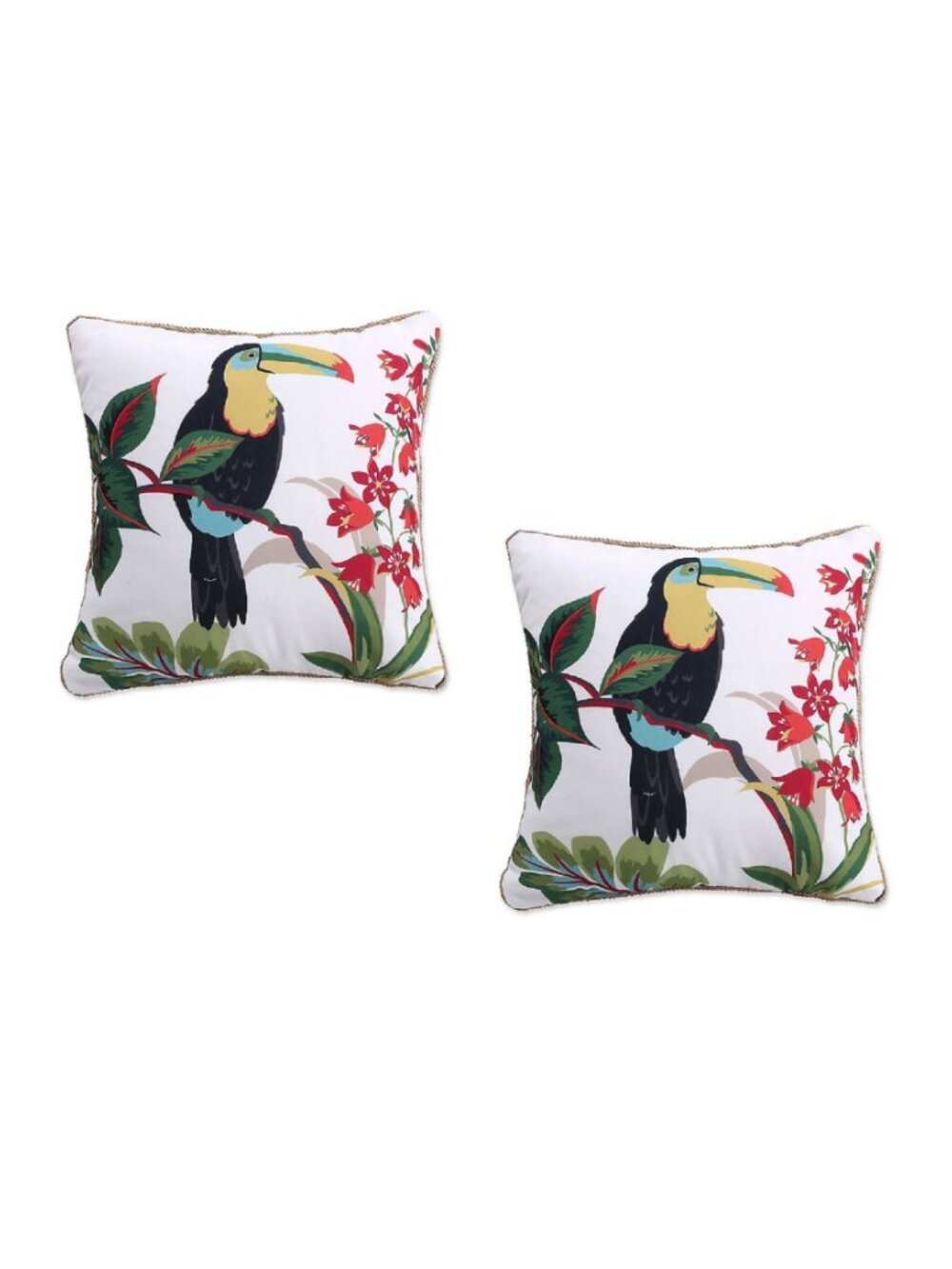 2 brand new Levtex Teraina Toucan Feather-Filled 18" x 18" Pillows